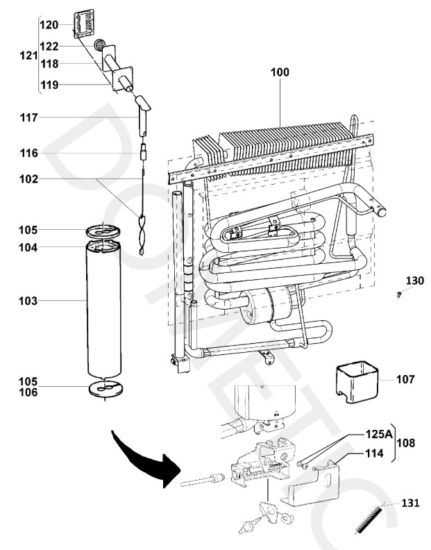 Eclaté des pièces détachées frigo RM 5330 Dometic - armature